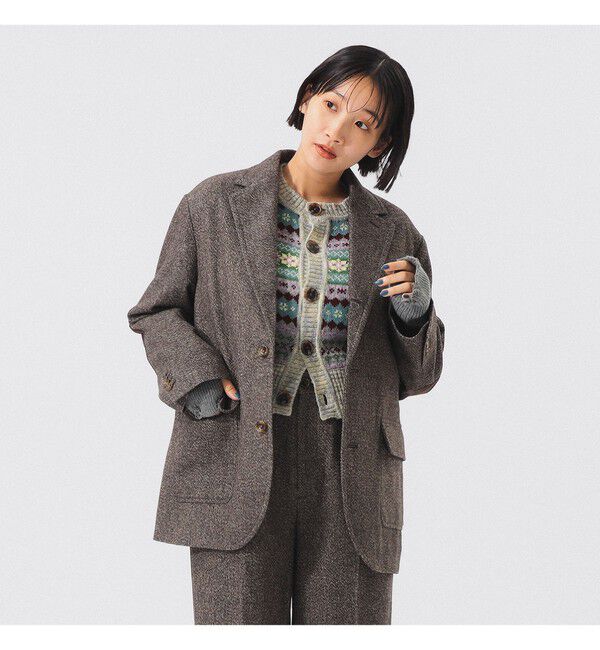 BEAMSBOY「ツイード スリーボタン ビッグジャケット」|テーラードジャケット|BROWN