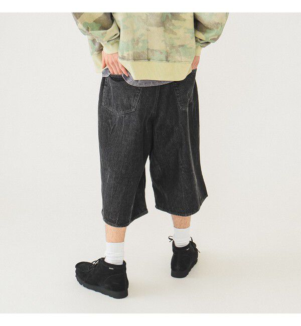 BEAMS「5ポケット クウォーターレングス ワイドデニム」|デニム|