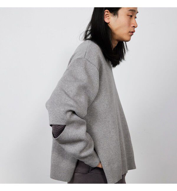 BEAMS「ワイドショートフィット 12ゲージ スリットニット」|ニット・セーター|T.GREY