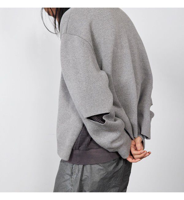 BEAMS「ワイドショートフィット 12ゲージ スリットニット」|ニット・セーター|