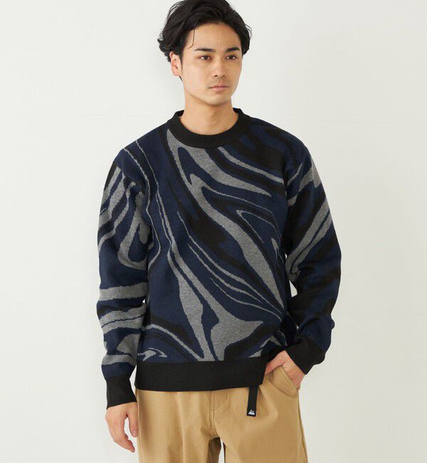 SHIPS Colors 「SHIPS Colors:〈洗濯機可能〉総柄 ジャカード ニット」|ニット・セーター|ブラック