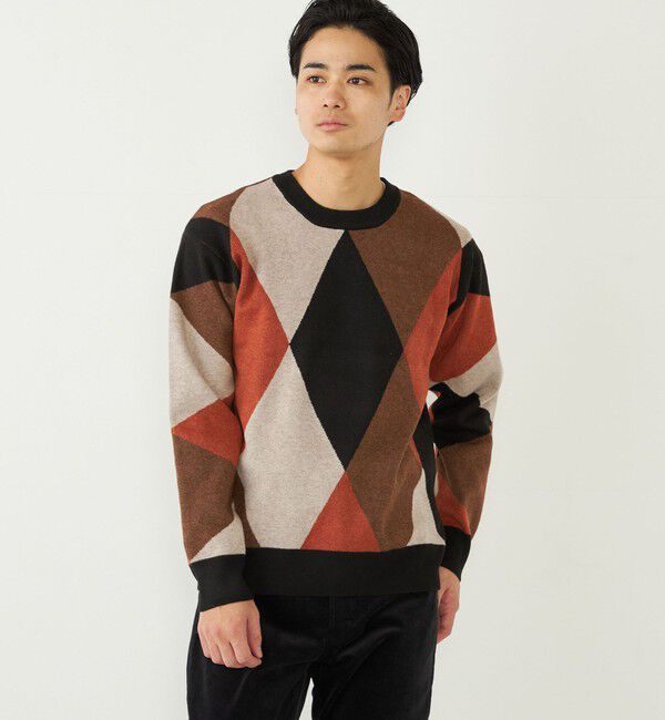 SHIPS Colors 「SHIPS Colors:〈洗濯機可能〉総柄 ジャカード ニット」|ニット・セーター|ブラウン