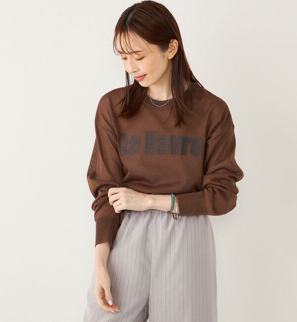 SHIPS Colors 「SHIPS Colors:〈手洗い可能〉ロゴ エンブロイダリー シアー ニット」|ニット・セーター|ブラウン