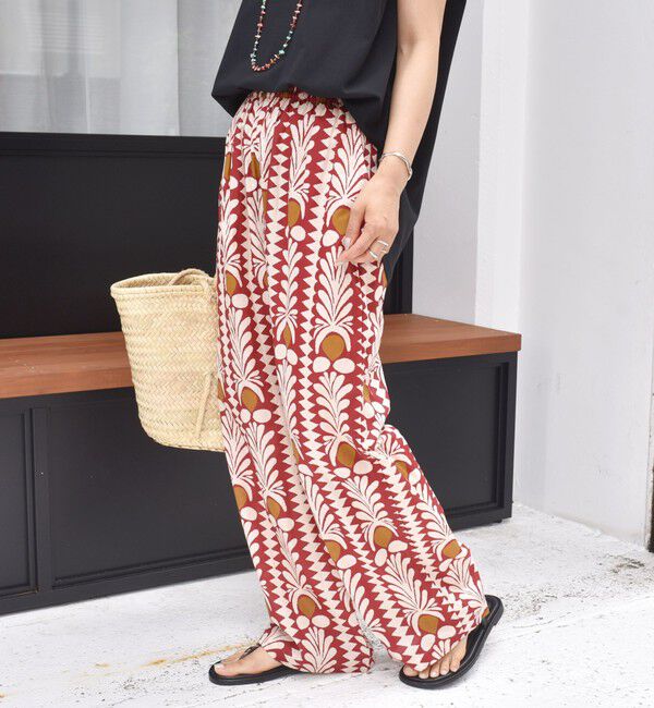 SHIPS for women「CIENNA:〈手洗い可能〉プリント イージー パンツ」|その他|レッド
