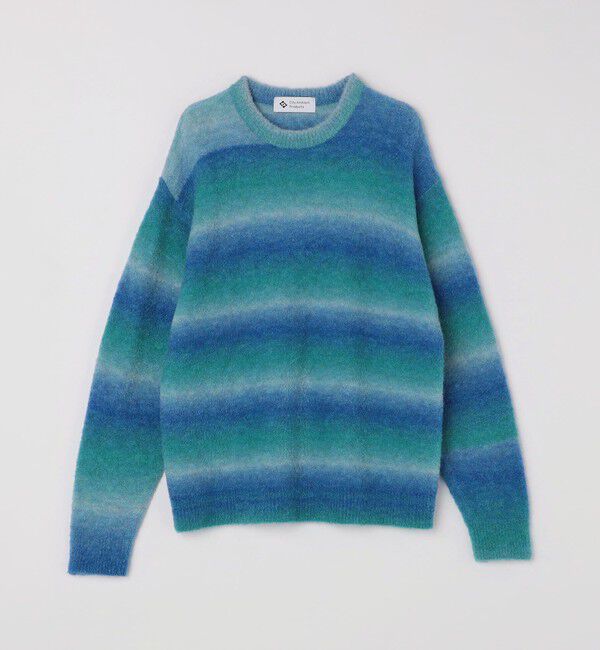 SHIPS「City Ambient Products: 〈手洗い可能〉グラデーション オンブレ ボーダー クルーネック ニット」|ニット・セーター|