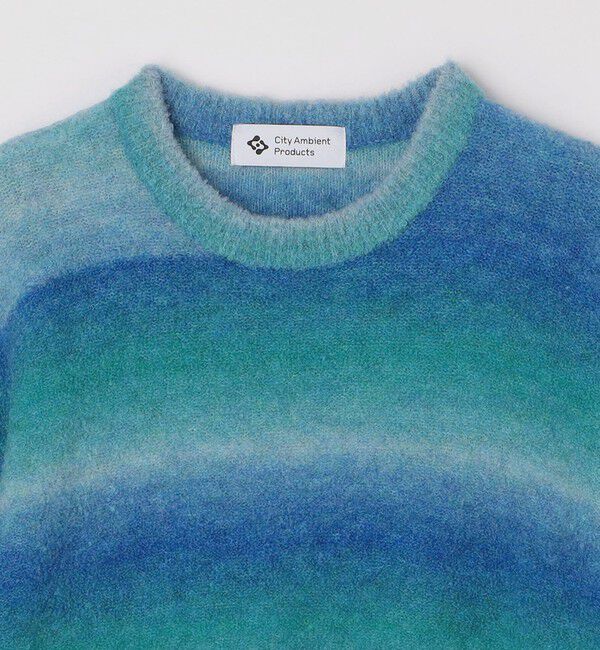 SHIPS「City Ambient Products: 〈手洗い可能〉グラデーション オンブレ ボーダー クルーネック ニット」|ニット・セーター|