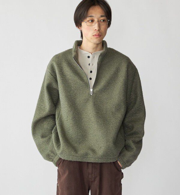 SHIPS「City Ambient Products: シャギー フリース ハーフジップ プルオーバー」|スウェット・ジャージ|