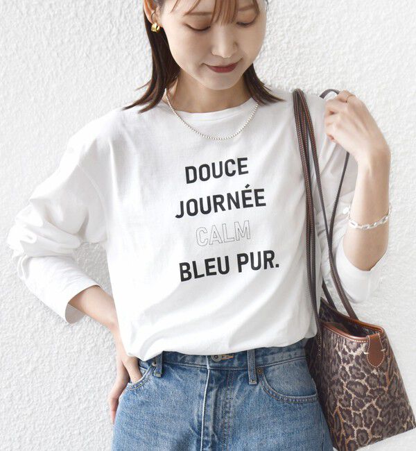 SHIPS for women「《予約》ロング スリーブ プリント TEE」|Tシャツ・カットソー|ホワイト系