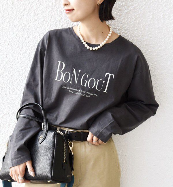 SHIPS for women「《予約》ロング スリーブ プリント TEE」|Tシャツ・カットソー|ダークグレー