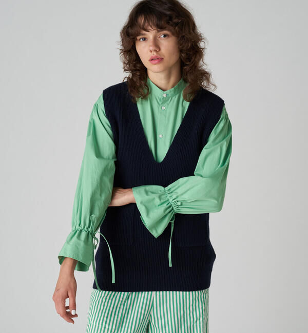 MACPHEE「ハイブリットコットン Vネックベスト」|ニット・セーター|