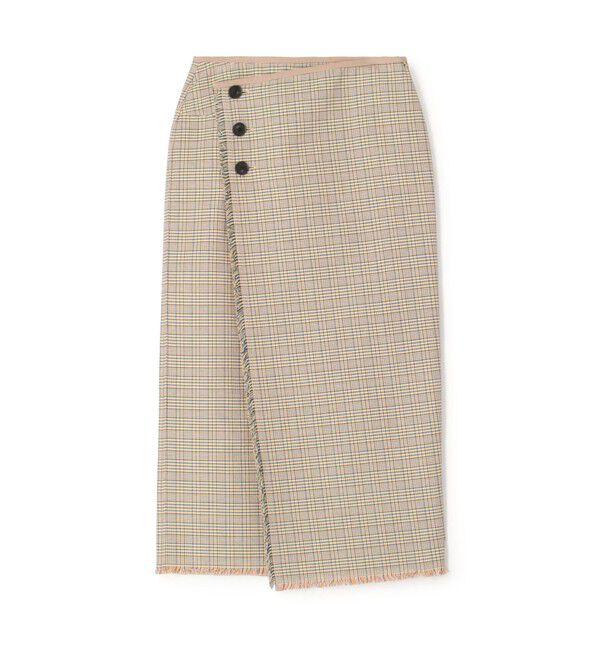 MACPHEE「コットンリバーチェック ラップスカート」|タイト|42 ライトベージュ系