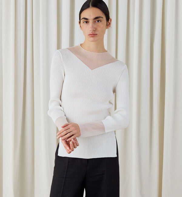 DES PRES「コットンアセテートリブ ビルドネックプルオーバー」|ニット・セーター|