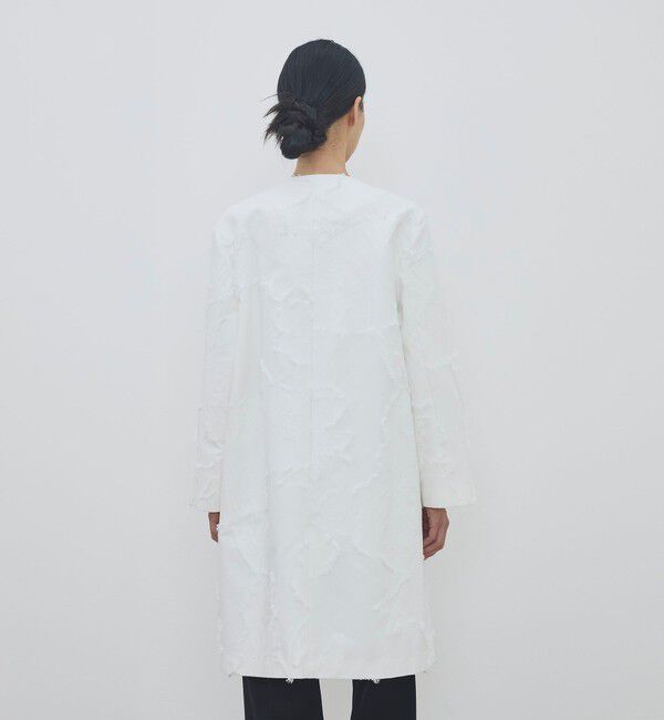 DES PRES「フリンジジャカード オープンカラーコート」|ノーカラーコート|
