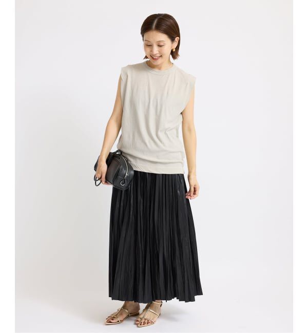 IENA「《追加》ATON/エイトン FRESCA SINGLE JERSEY ノースリーブ」|Tシャツ・カットソー|