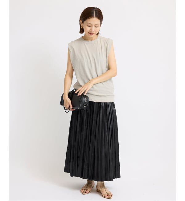 IENA「《追加》ATON/エイトン FRESCA SINGLE JERSEY ノースリーブ」|Tシャツ・カットソー|