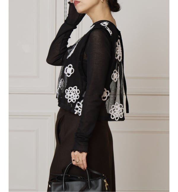 IENA LA BOUCLE「IENA LA BOUCLE メッシュフラワーレースベスト」|シャツ・ブラウス|