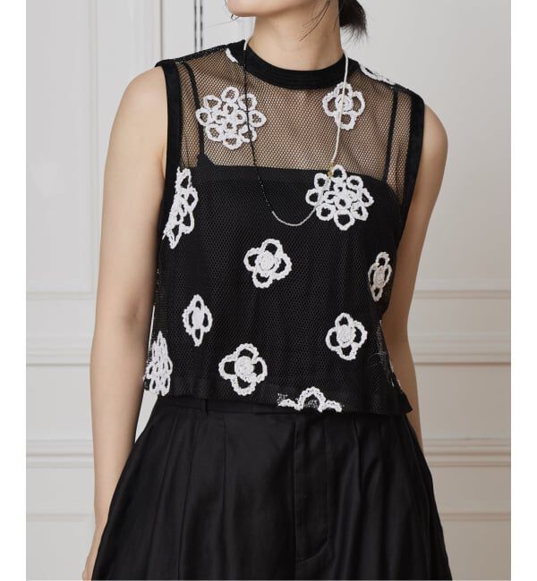 IENA LA BOUCLE「IENA LA BOUCLE メッシュフラワーレースベスト」|シャツ・ブラウス|