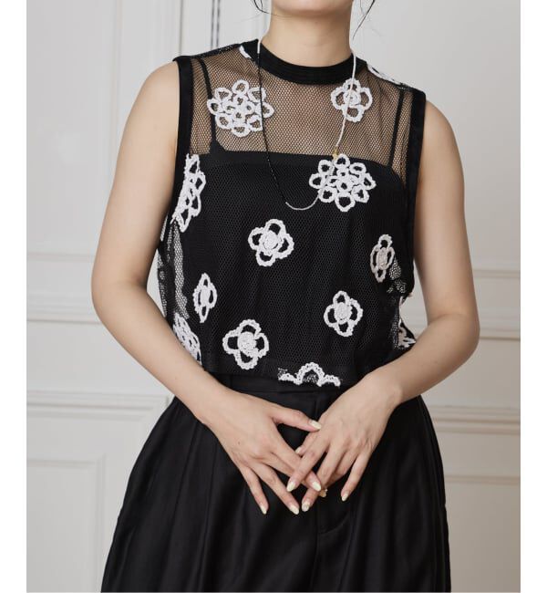 IENA LA BOUCLE「IENA LA BOUCLE メッシュフラワーレースベスト」|シャツ・ブラウス|