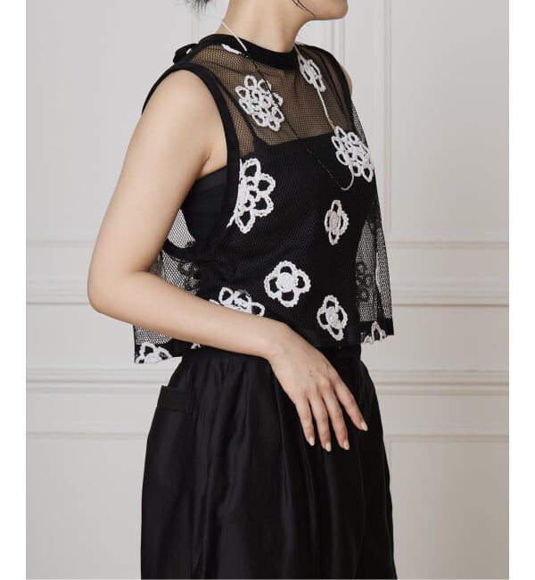 IENA LA BOUCLE「IENA LA BOUCLE メッシュフラワーレースベスト」|シャツ・ブラウス|