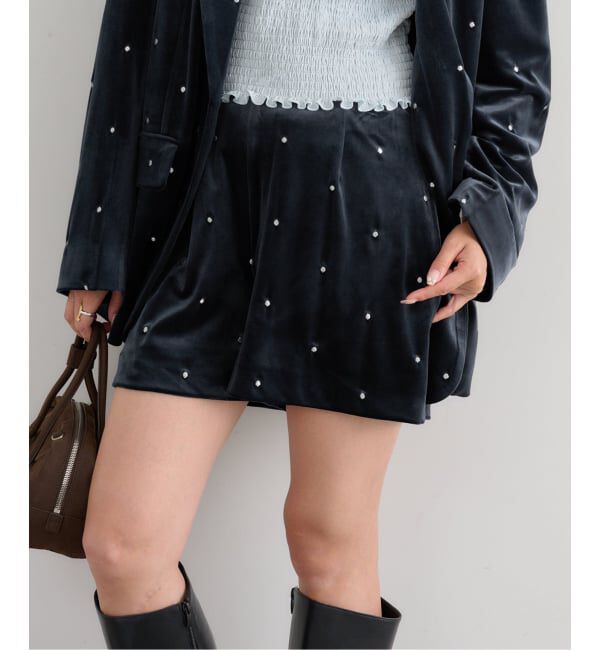 U by SPICK&SPAN「ドット刺繍ベロアパンツ」|その他|