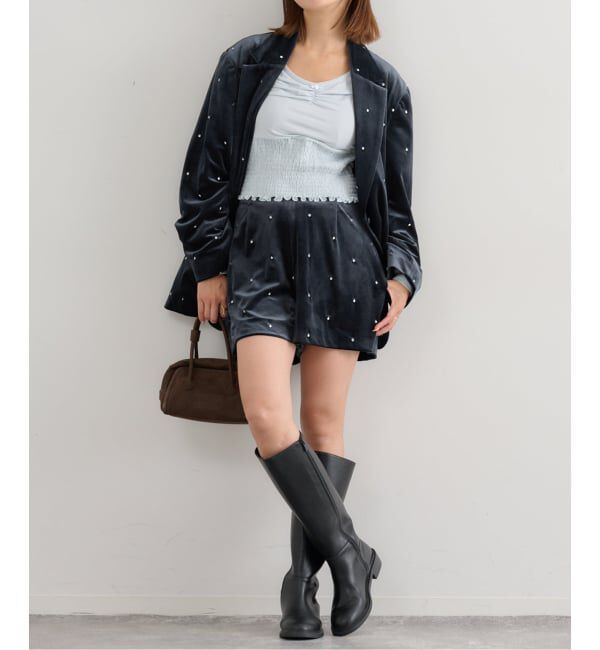 U by SPICK&SPAN「ドット刺繍ベロアパンツ」|その他|