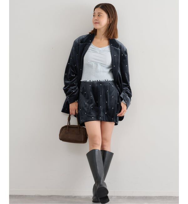 U by SPICK&SPAN「ドット刺繍ベロアパンツ」|その他|