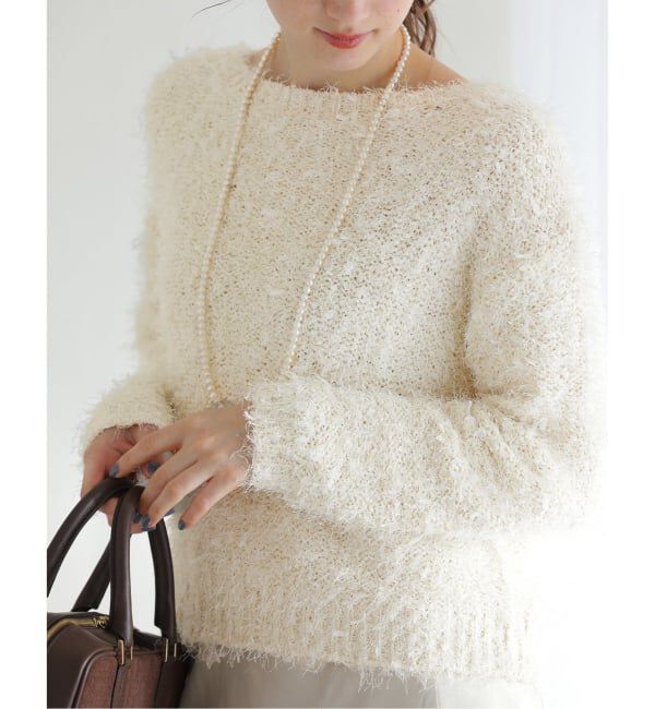  「【洗える】ファンシーヤーンニットプルオーバー」|ニット・セーター|ホワイト