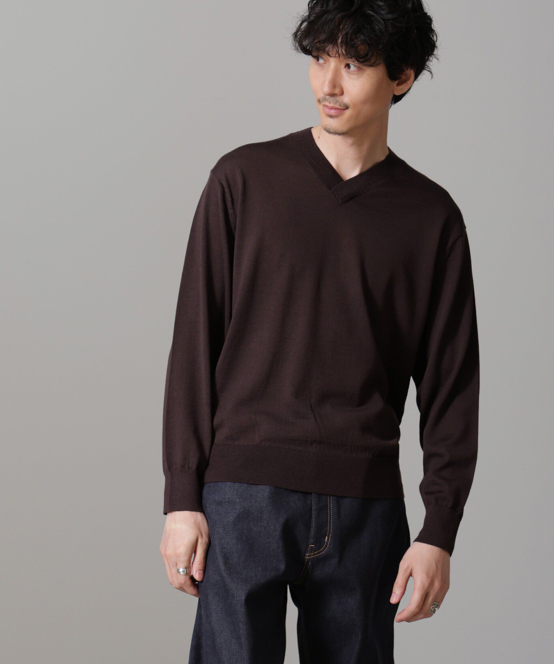 nano･universe「「毛玉レスニット」ファインゲージVネック」|ニット・セーター|