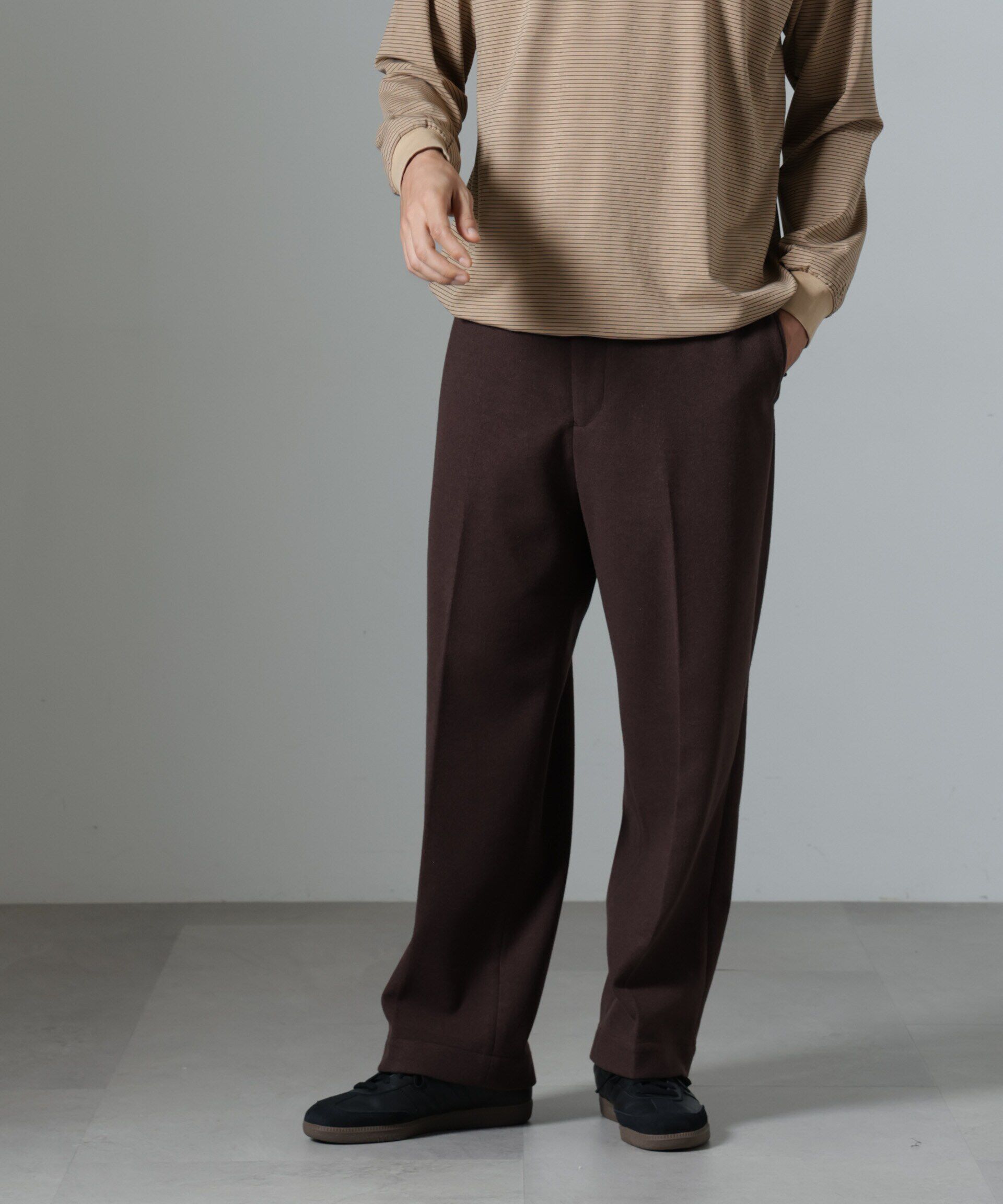 nano･universe「「NJ/CLUB」HOMESTOCK ジャージーストレートパンツ(セットアップ可)」|チノ|