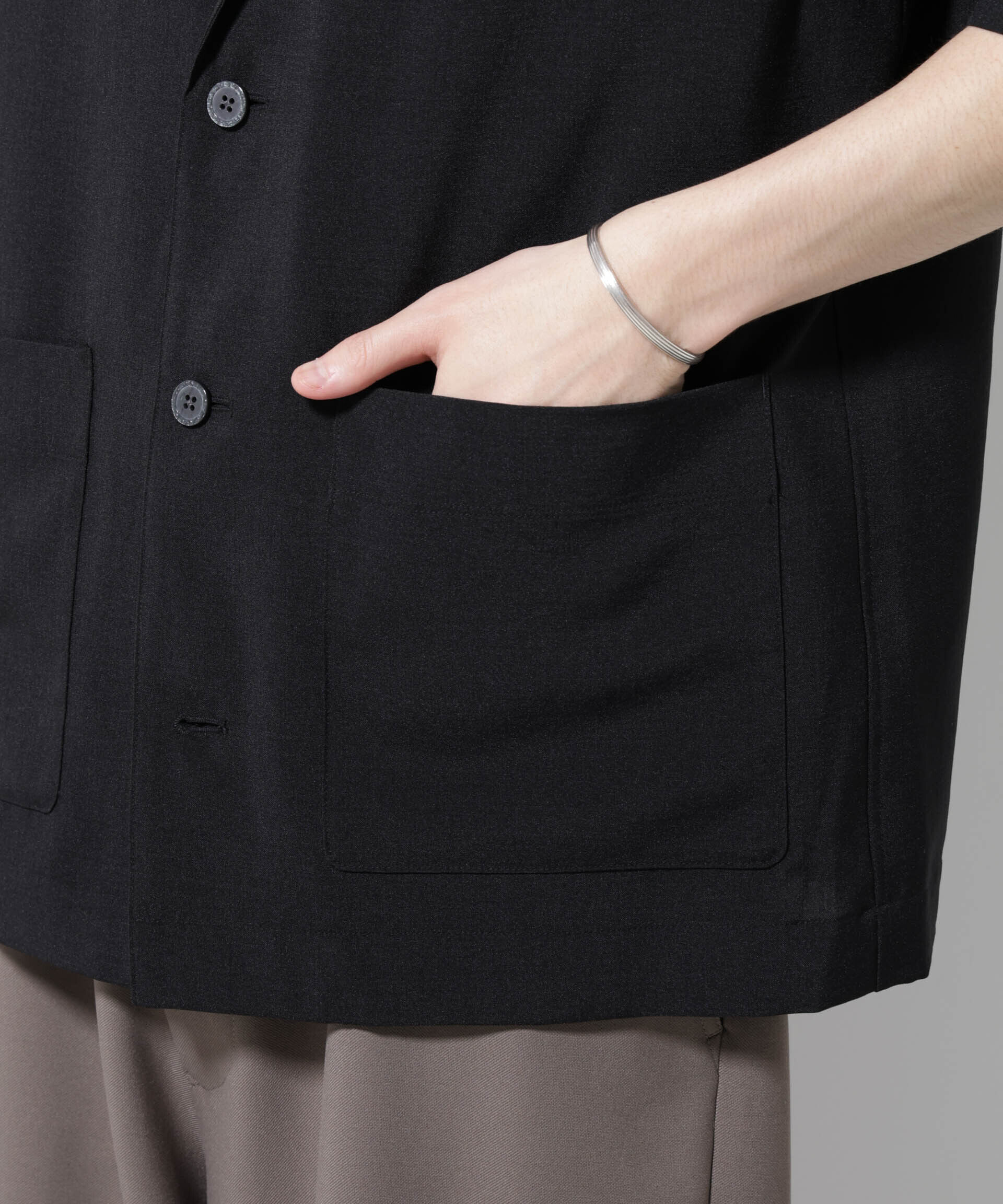 nano･universe「メランジドライシャツジャケット 半袖（セットアップ可）」|シャツ・ブラウス|