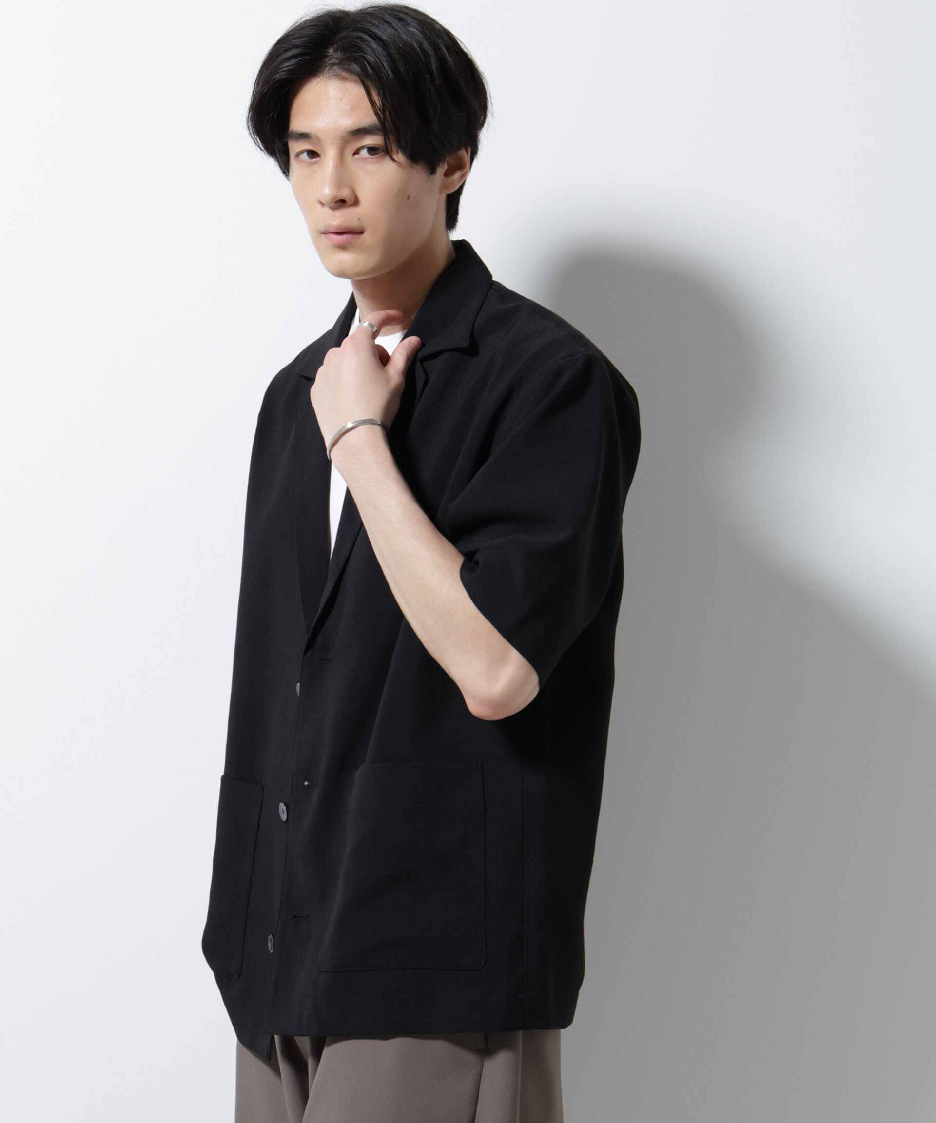 nano･universe「メランジドライシャツジャケット 半袖（セットアップ可）」|シャツ・ブラウス|