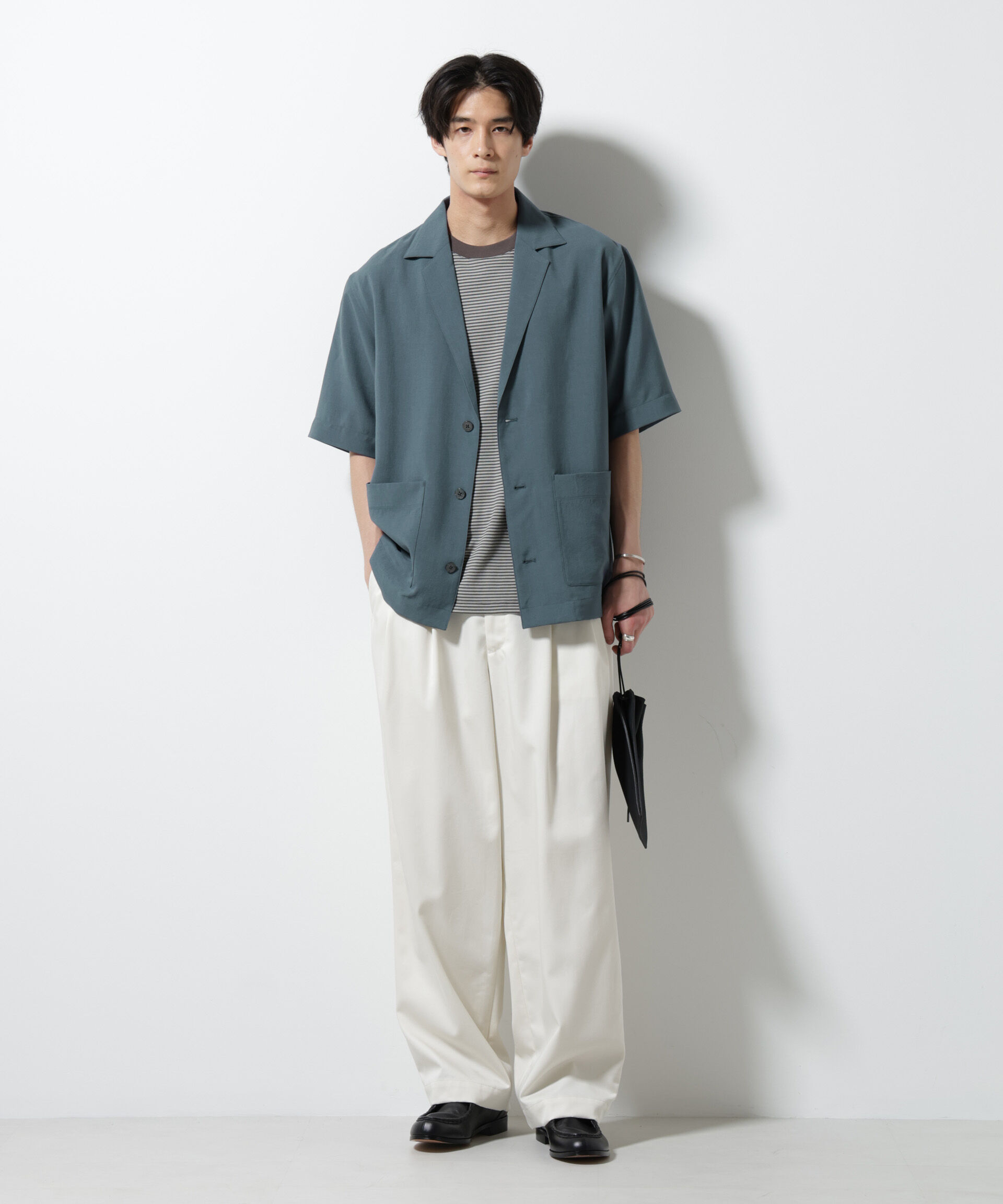 nano･universe「メランジドライシャツジャケット 半袖（セットアップ可）」|シャツ・ブラウス|