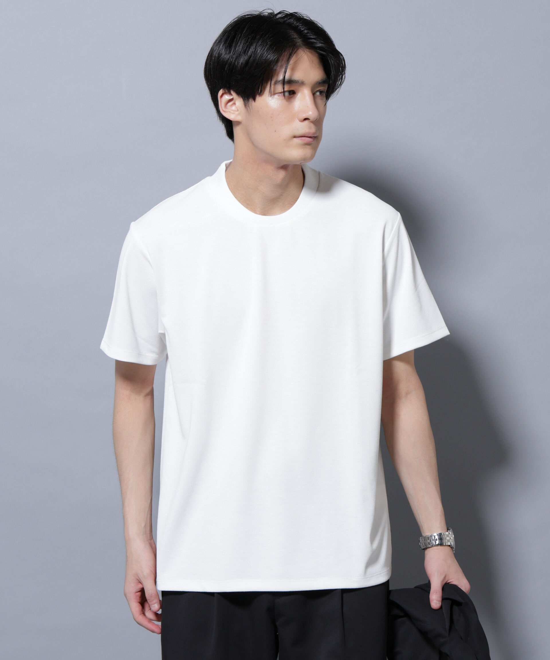 nano･universe「「N Tshirts」 AERO FREEZE 鹿の子ジャケT 半袖」|Tシャツ・カットソー|ホワイト