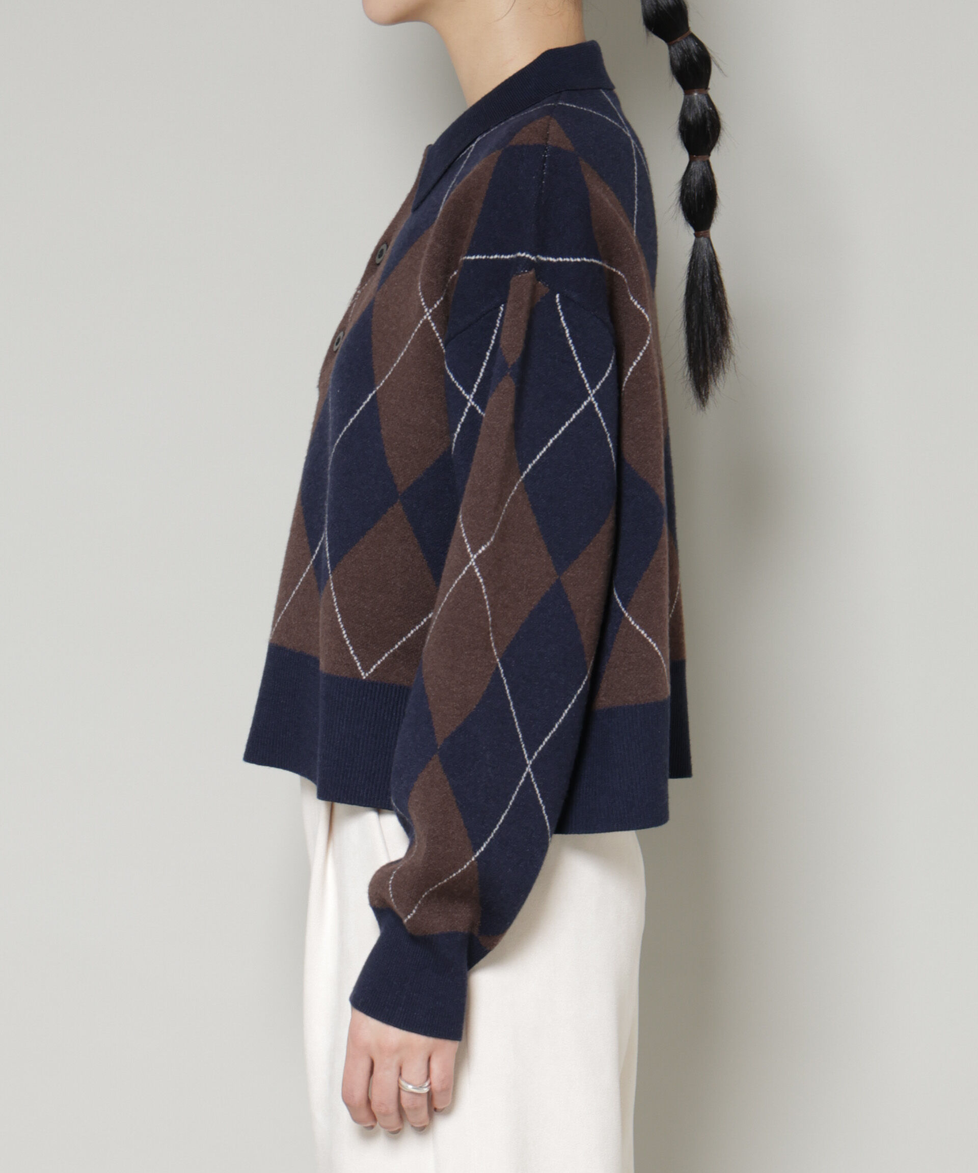 nano･universe「アーガイルワイドポロニット」|ニット・セーター|