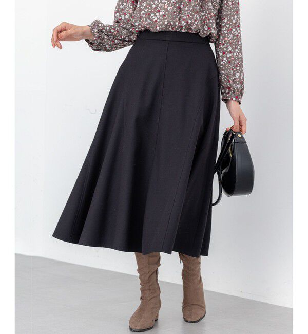 組曲「ツイル起毛フレア スカート」|スカート|ブラック系