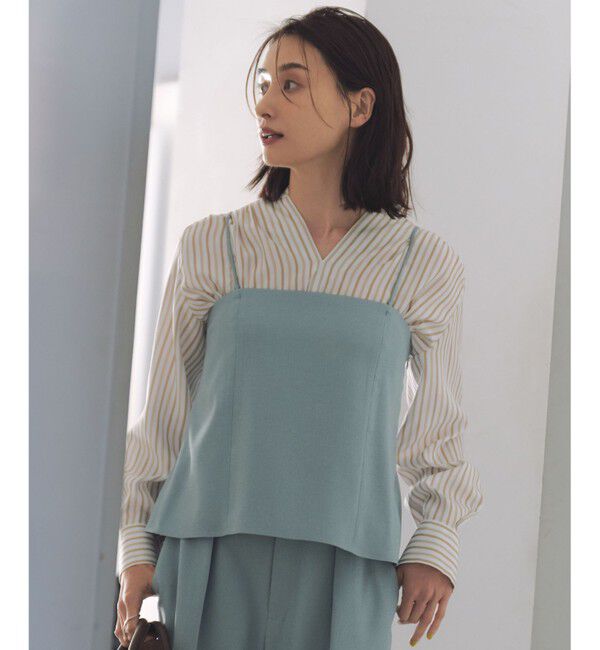 自由区「【セットアップ対応・接触冷感・洗える】リネンライクシンセティックキャミ ビスチェ」|その他|ライトブルー