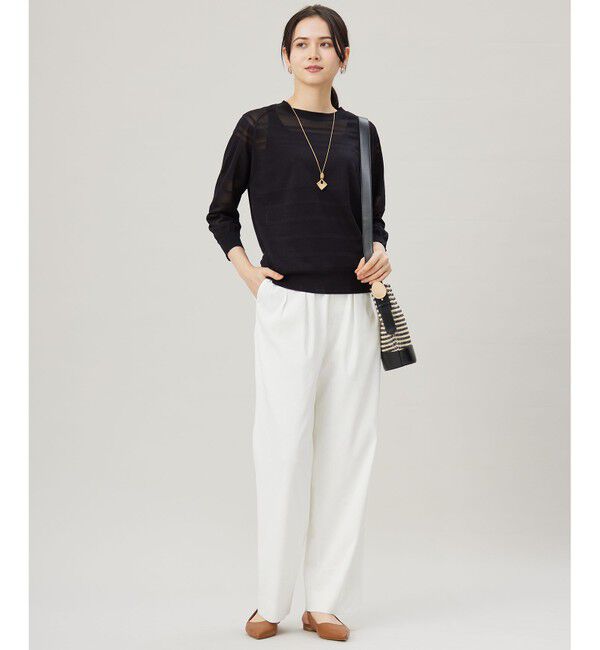 自由区「【ワコールコラボ】【洗える】シアーボーダー ニット」|ニット・セーター|