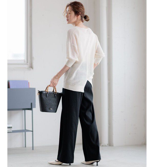 23区「【洗える】リネンレーヨンストレッチ ドロスト パンツ」|その他|