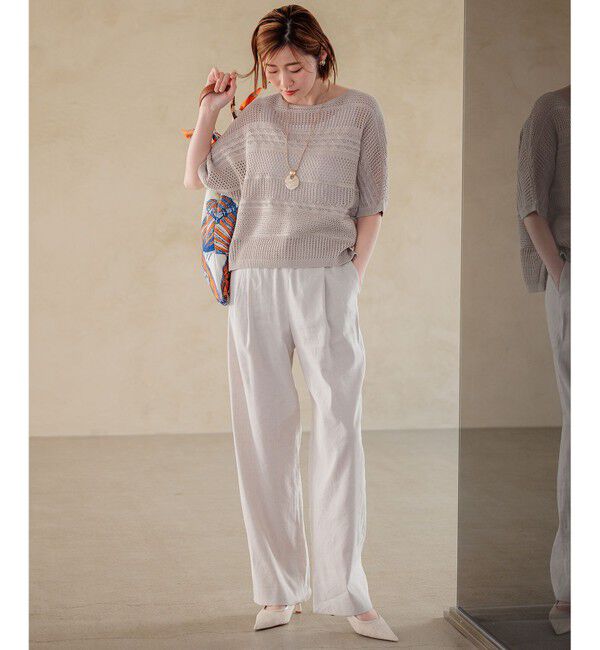 23区「【洗える】リネンレーヨンストレッチ ドロスト パンツ」|その他|