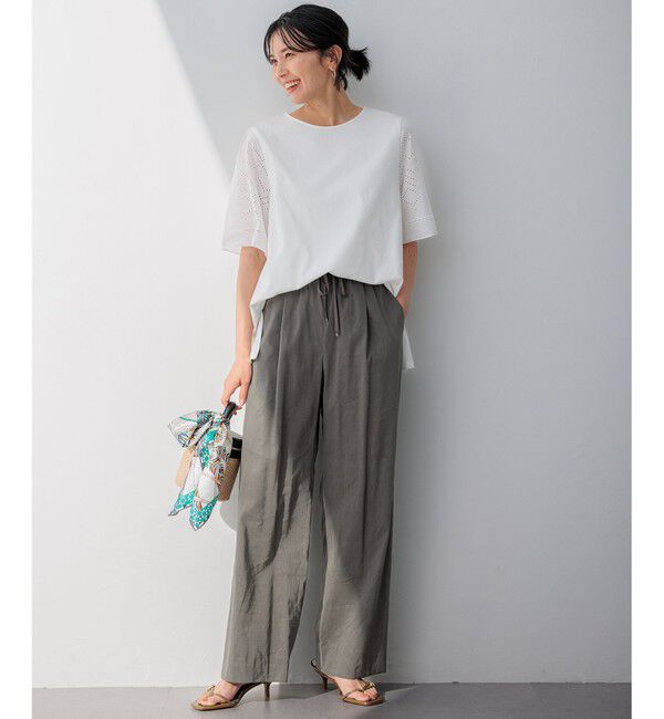 23区「【洗える】リネンレーヨンストレッチ ドロスト パンツ」|その他|