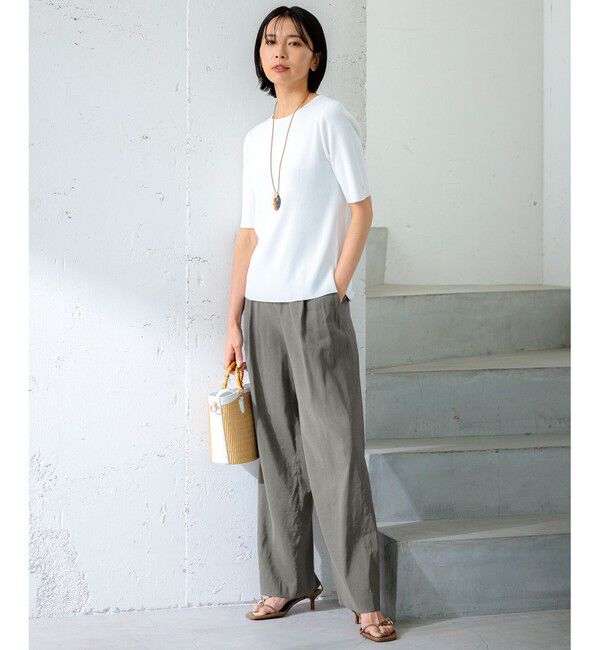23区「【洗える】リネンレーヨンストレッチ ドロスト パンツ」|その他|