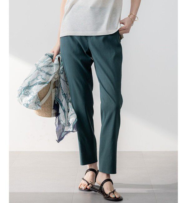 23区「【洗える】リネンレーヨンストレッチ テーパード パンツ」|その他|ﾀﾞｰｸｸﾞ