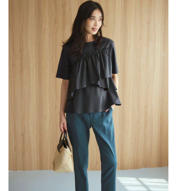 23区「【洗える】リネンレーヨンストレッチ テーパード パンツ」|その他|