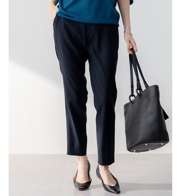 23区「【洗える】リネンレーヨンストレッチ テーパード パンツ」|その他|ネイビー系
