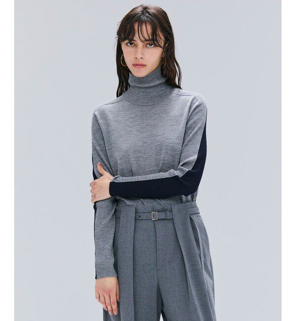 BEIGE,「【洗える・VERY NaVY掲載】LA MONNAIE / バイカラーウールタートルニット」|ニット・セーター|Md.Gray &times; Midnight