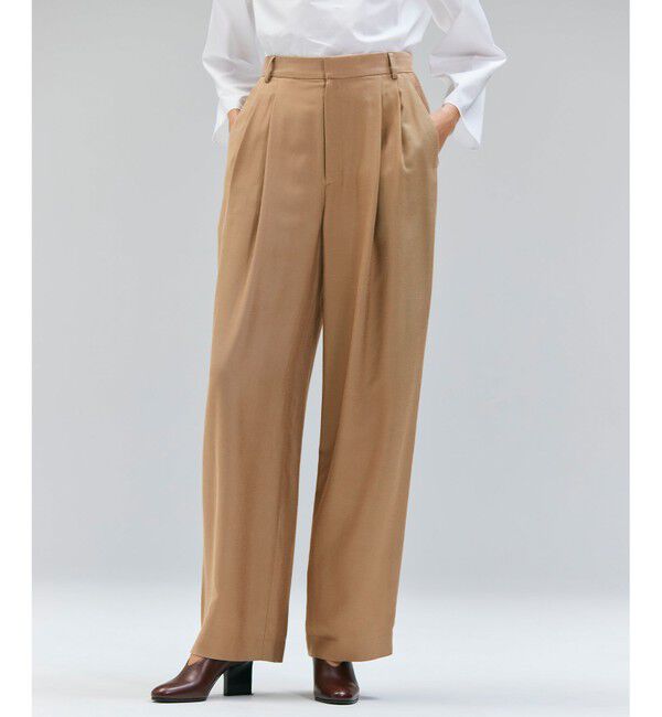 BEIGE,「【Oggi 10月号掲載】COBURN / シルク混2タックカーヴィーワイドパンツ」|その他|Camel