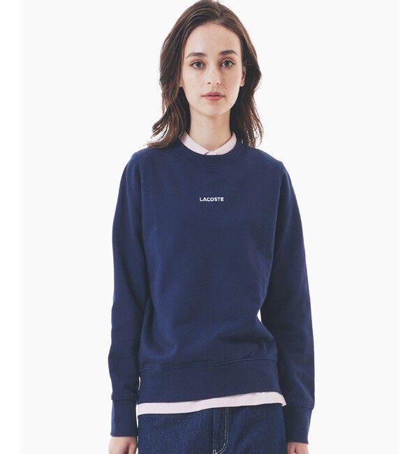 LACOSTE「ブランドネームロゴ刺繍 クルーネックスウェットプルオーバー トレーナー」|スウェット・ジャージ|ネイビー