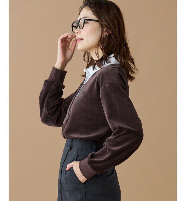 LACOSTE「ルーズシルエット サイドスリット ベロアポロシャツ」|ポロシャツ|