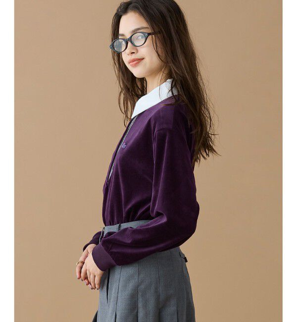 LACOSTE「ルーズシルエット サイドスリット ベロアポロシャツ」|ポロシャツ|