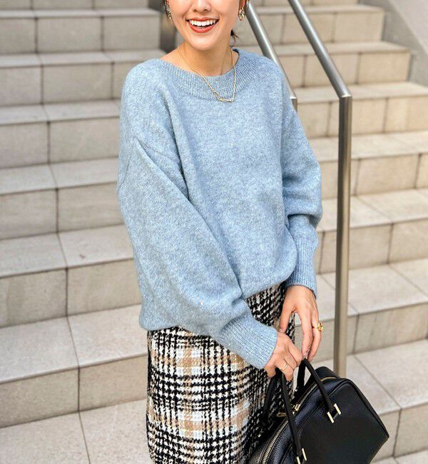 NOLLEY'S sophi「モヘヤラメスパンコール2WAYプルオーバーニット」|ニット・セーター|グレイッシュブルー